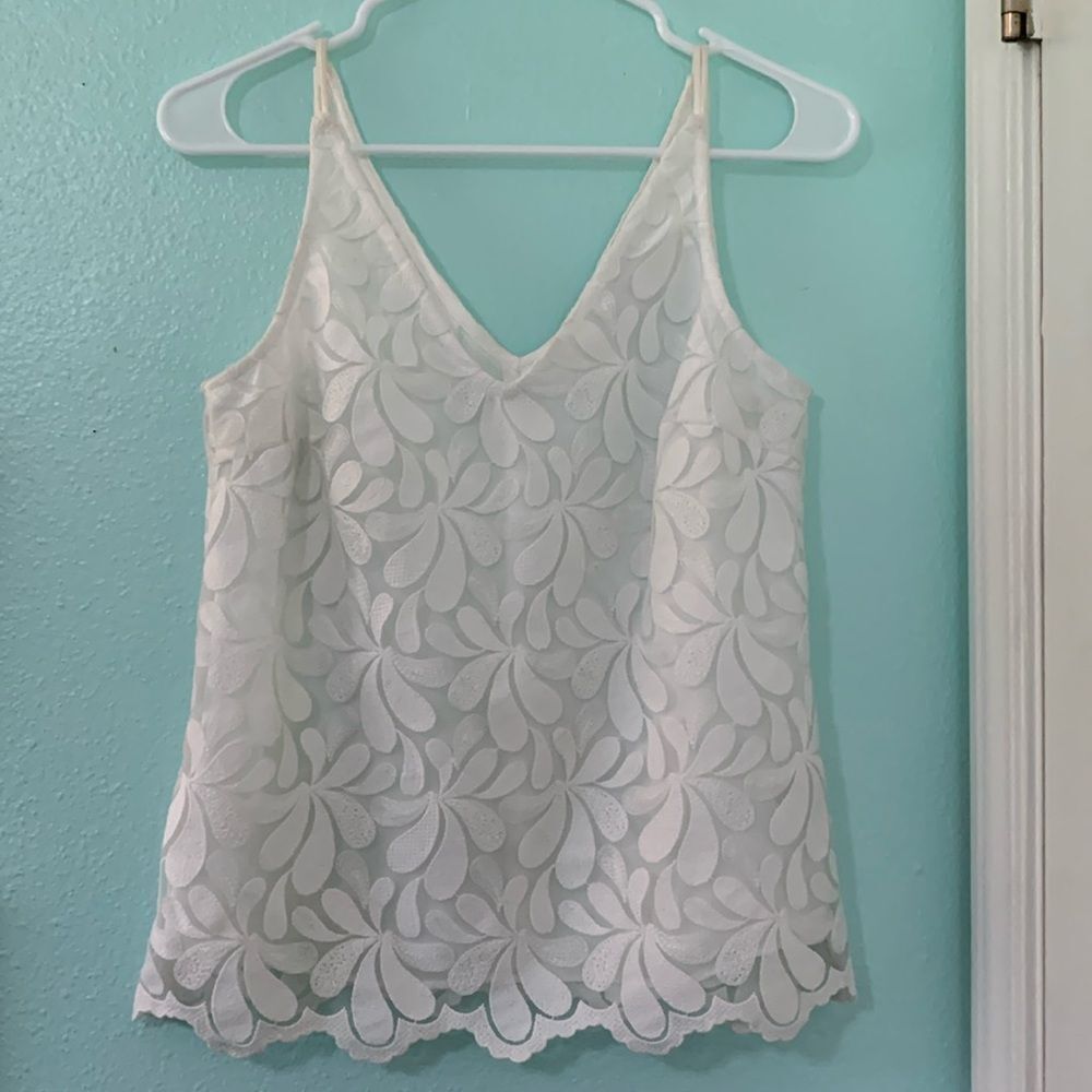Trina Turk Napa White Lace Sleeveless Blouse Size XS